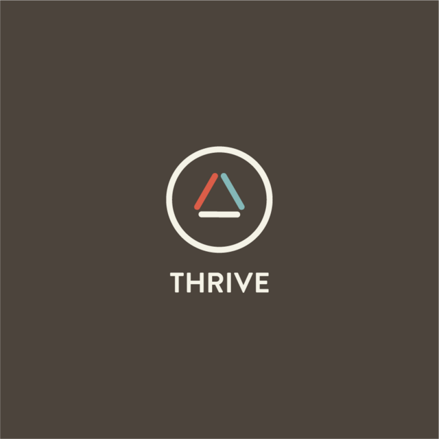 Thrive logo brown background