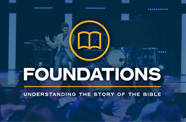 Foundations graphic over preaching image