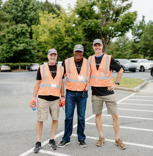 The parking team serving on a Sunday, at church.