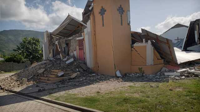 damage to a church in kalapa haiti