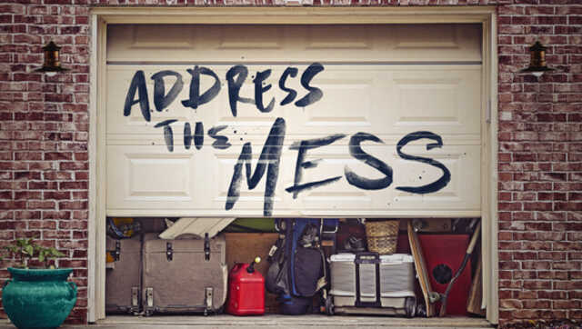 Address the Mess garage door graphic